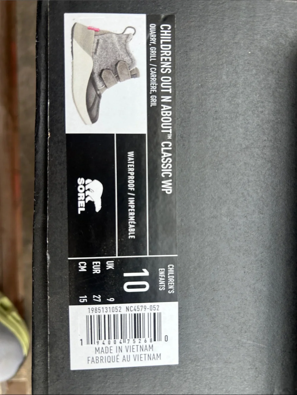 Sorel Kids Gray Waterproof Hook-and-Loop Rain Boots